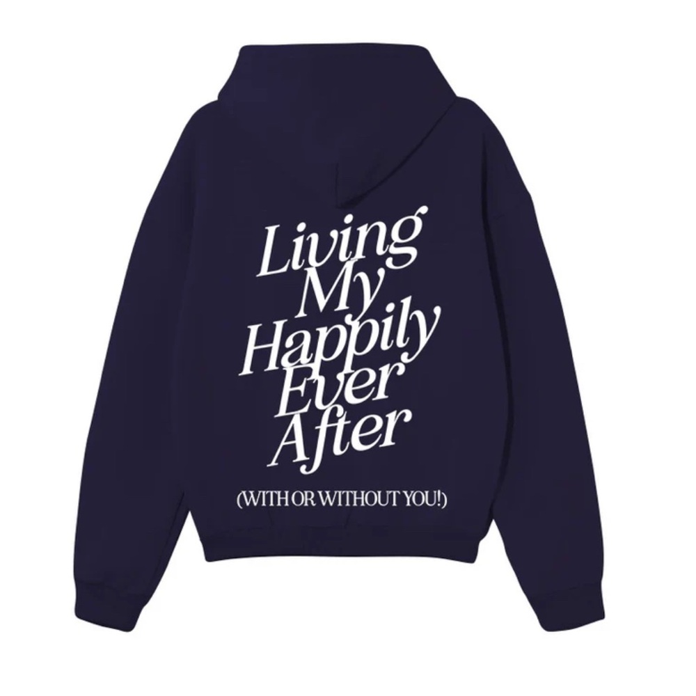 NO PRINCE CHARMING HAPPILY EVER AFTER OVERSIZED ZIP-UP - NAVY BLUE MEDIUM